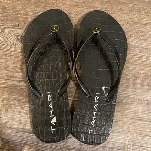 Tahari Black flip flops